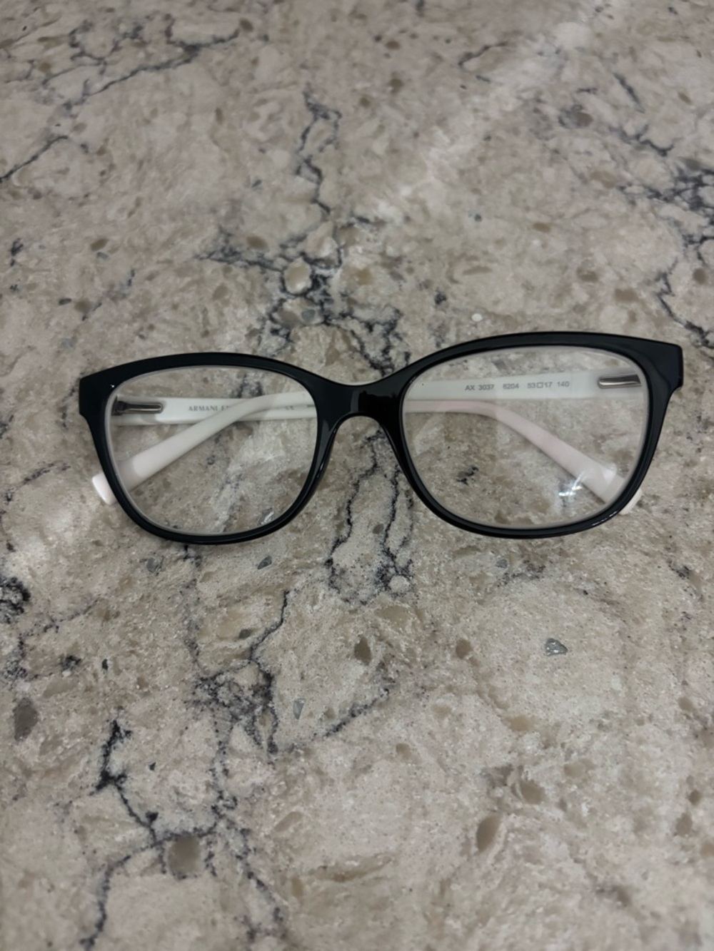 Armani Exchange Black and White Women's Eyeglasses Frames AX 3037 5204 53-17 140